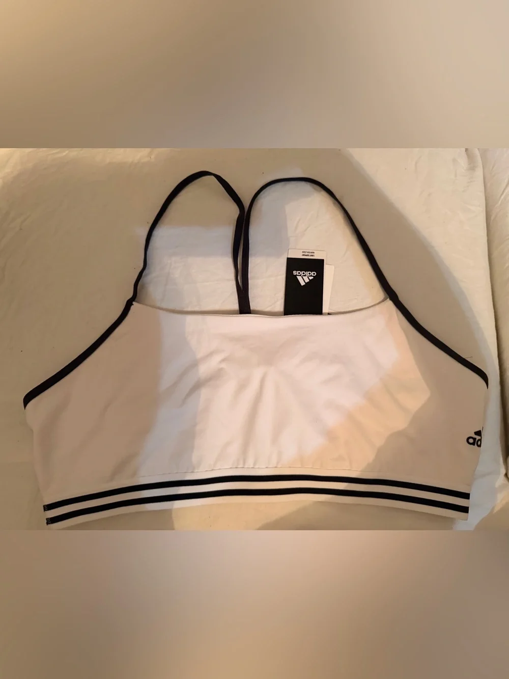 Adidas White Sports Bra with Black Straps X-LARGE